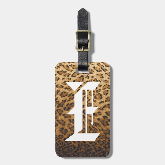 À Bagage Étiquette Empreinte de léopard E monogramme initia (Devant Vertical)
