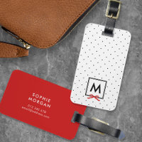 Étiquette Monogram Chic Red Ribbon Polka Dot Lugga