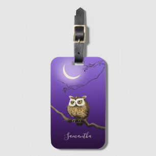 À Bagage Étiquette Monogram Owl Night Moonlight Deep Blue L