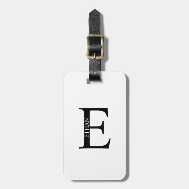 À Bagage Étiquette monogramme et nom personnalisé (Devant Vertical)