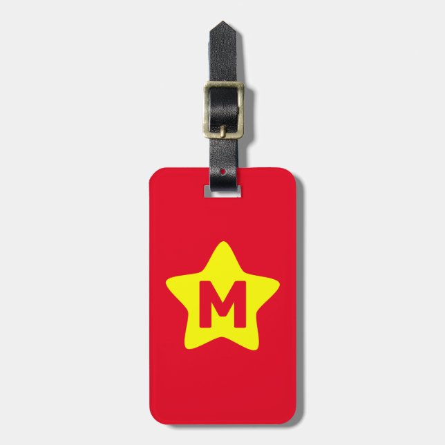 À Bagage Étiquette Monogramme rouge étoile jaune (Devant Vertical)