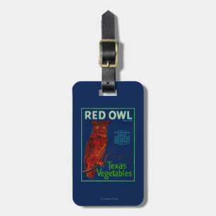 À Bagage Étiquette végétal de hibou rouge
