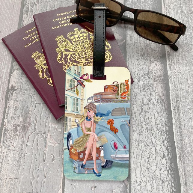 À Bagage Fille de vacances Voyage Paris | Étiquette de baga (Vacation Girl Travel Paris | Luggage Tag)