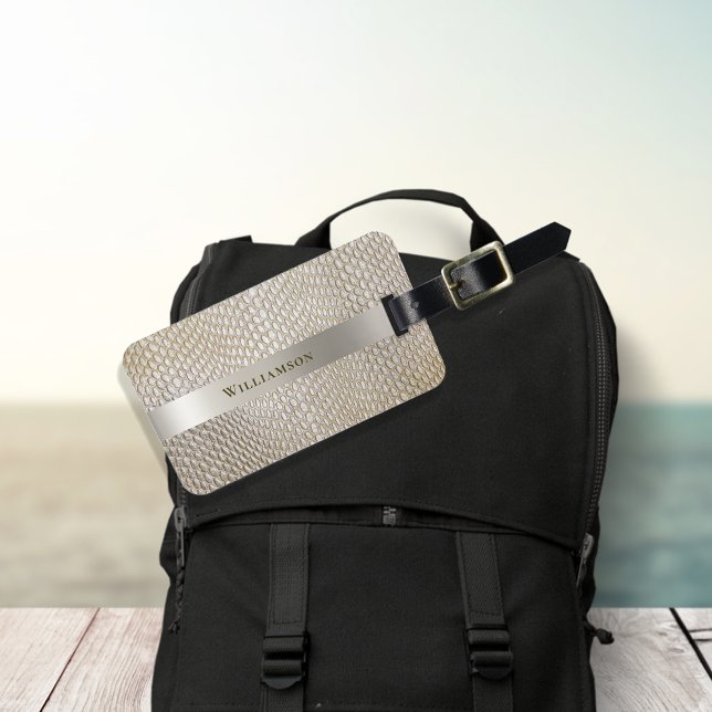 À Bagage Imitation Snakeskin en cuir Étiquette en titane or (Créateur téléchargé)