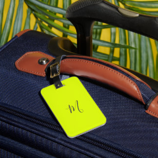 À Bagage jaune fluorescent - étiquette de bagages monogramm