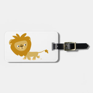 À Bagage Joli lion de dessin animé marchant Étiquette de ba