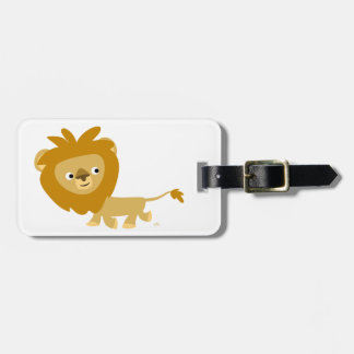 À Bagage Joli lion de dessin animé marchant Étiquette de ba