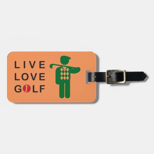 À Bagage Live love golf, étiquette bagage. (Devant horizontal)