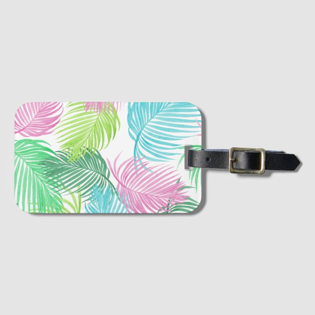 À Bagage Pastel Palms sur une étiquette de valise (Devant Horizontal)
