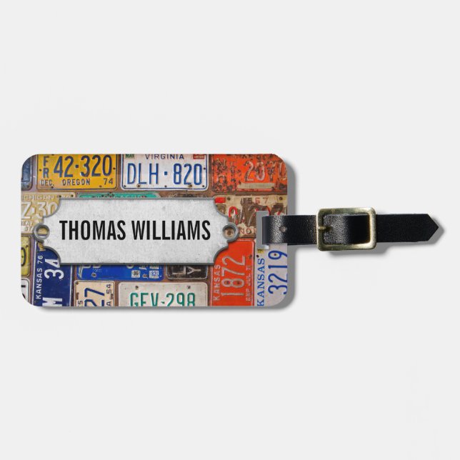 À Bagage Plaques d'immatriculation vintages avec étiquette  (Devant horizontal)