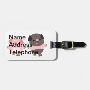 À Bagage Porcs mignons de bande dessinée sur une étiquette