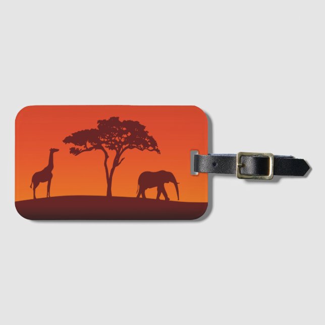 À Bagage Silhouette africaine de safari - étiquette de (Devant Horizontal)