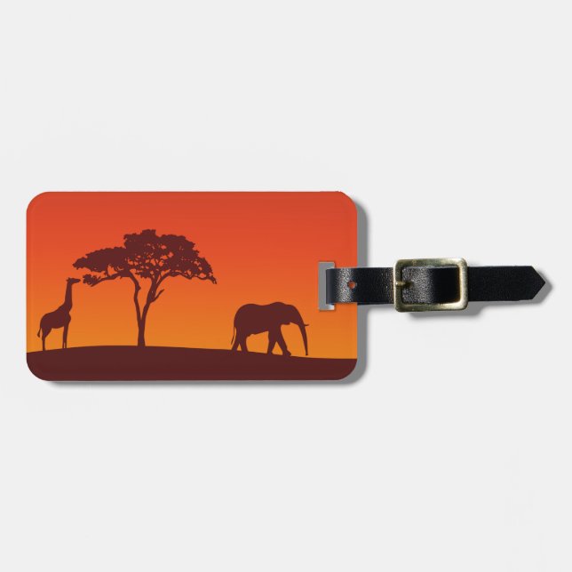 À Bagage Silhouette africaine de safari - étiquette de (Devant horizontal)
