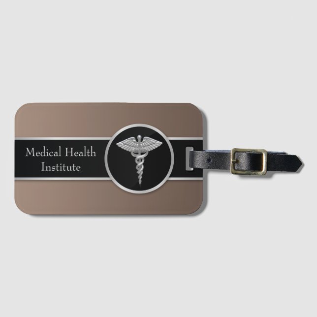 À Bagage Silver Professional Médicale Caduceus - étiquette  (Devant Horizontal)