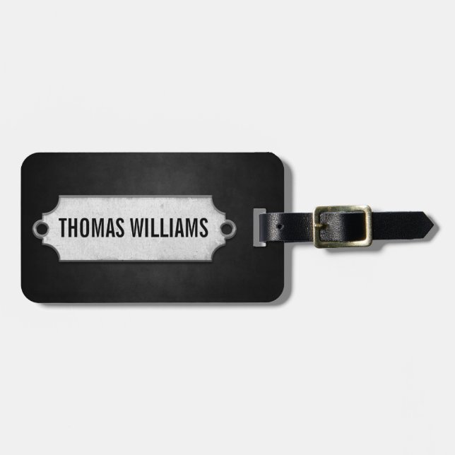 À Bagage texture molle noire avec étiquette métallique (Devant horizontal)