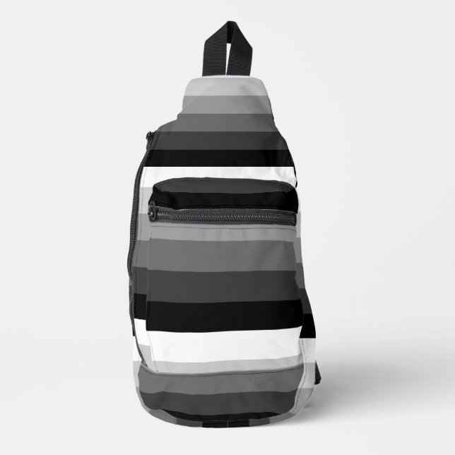 À Bandoulière Sac banane - Rayures Noir Blanc Gris (Recto)