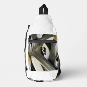 À Bandoulière Sac blanc Tendance Art Abstrait Noir Or