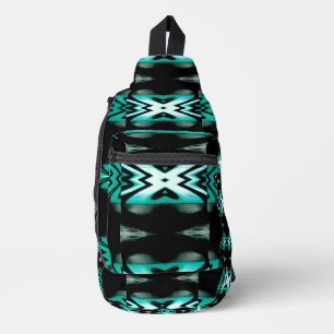 À Bandoulière Sac d'élingue en design noir et Aqua Sud-Ouest
