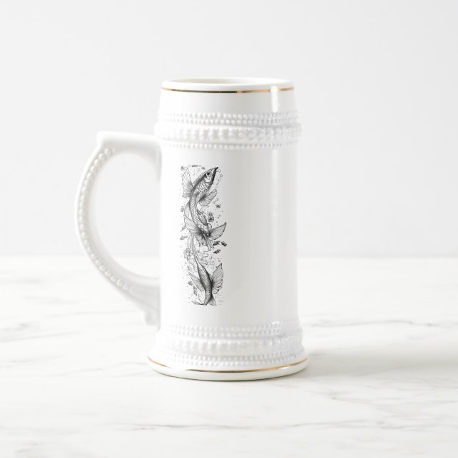 À Bière Étang de carpes koï tranquille - Design de chope d (Gauche)