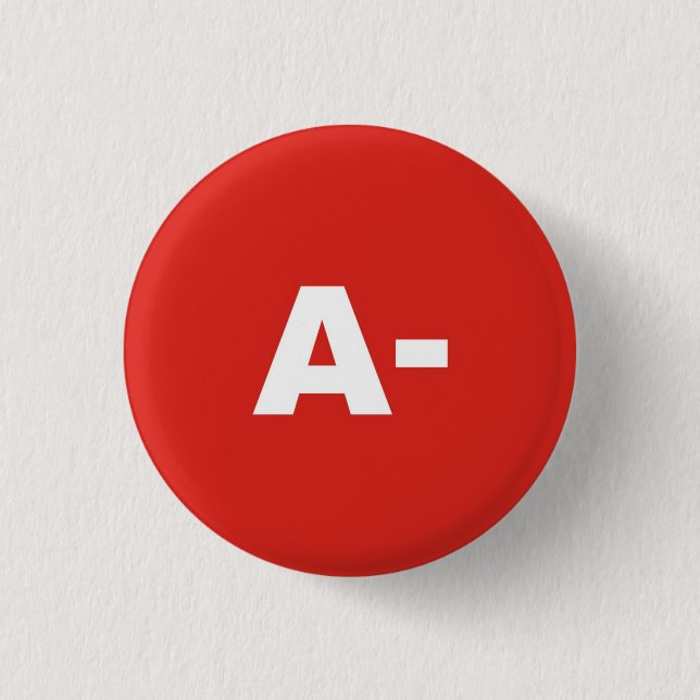 A- Blood Type / Group Rh (Rhesus) Negative Badge (Devant)