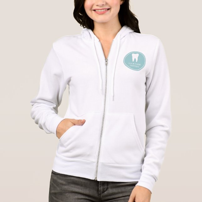 À Capuche Veste de dentiste personnalisée avec logo de dent (Devant)