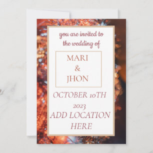 A colorful wedding invitation intimate & warm.