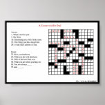 A Crossword for Dad Poster Print<br><div class="desc">This design has all of the wonderful qualities of an awesome Father all in one crossword puzzle. The crossword and clues are in black and white and the answers are filled in with red.</div>