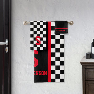 à damiers bande rouge et noire