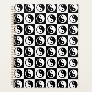 À damiers blanc noir Yin-yang Zen Block Imprimer