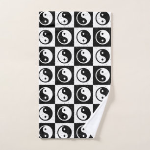 À damiers blanc noir Yin-yang Zen Block Imprimer