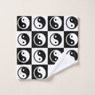 À damiers blanc noir Yin-yang Zen Block Imprimer