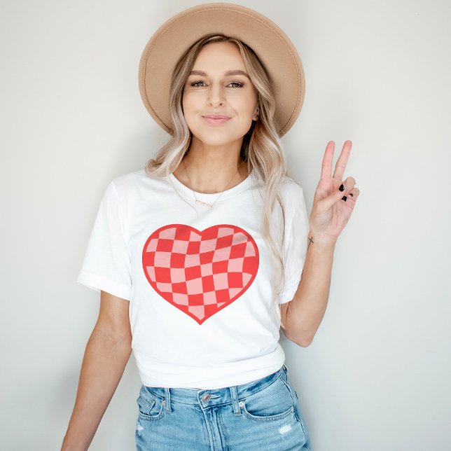 à damiers Coeur Saint Valentin T-shirt Vintage (Créateur téléchargé)