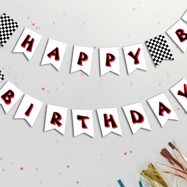 à damiers Drapeau Race Car Joyeux Anniversaire (Checkered Flag Race Car Happy Birthday
)