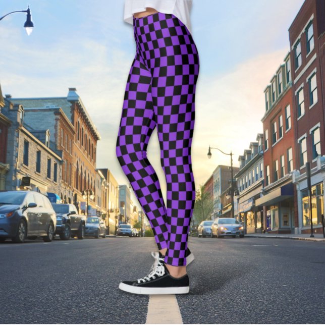 à damiers Leggings noirs et violets (Créateur téléchargé)