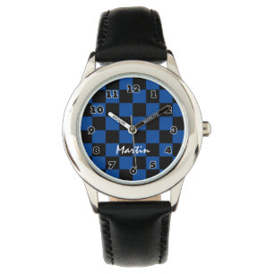 à damiers montre pour garçon personnalisée avec