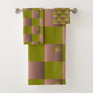 à damiers motif en brun et vert olive