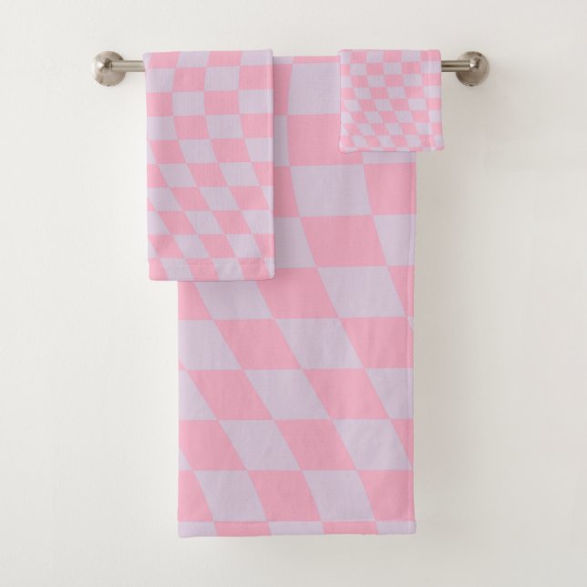 à damiers Motif Lilac Pink Check Checkerboard (En situation)