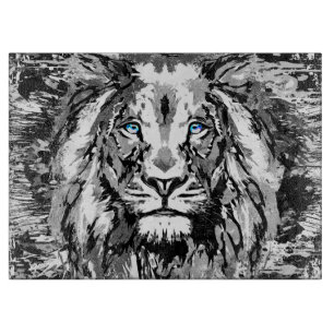 À Découper Dessin de portrait de lion gris - Planche de coupe