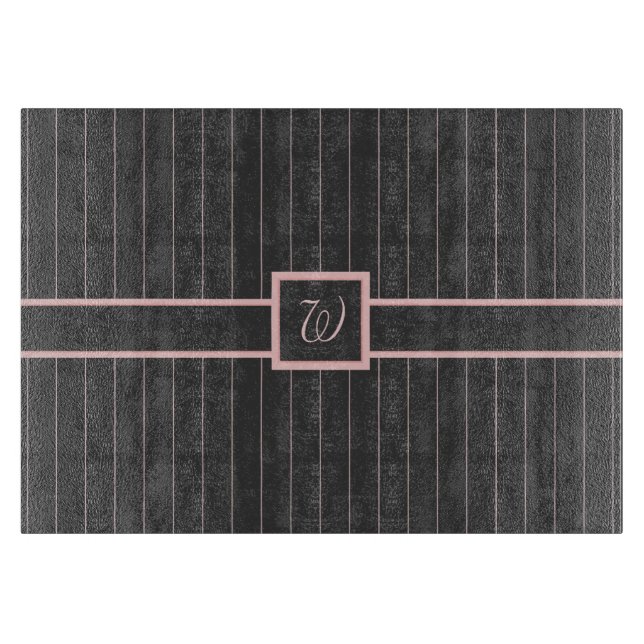 À Découper Noir avec Pinstripes Rose Planche de coupe en verr (Devant)