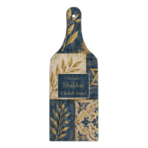 Planche de Challah de Shabbat, Bleu Or, Ferme Rust