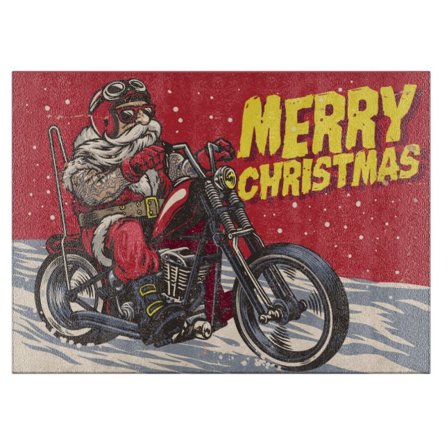 À Découper Planche de coupe de Noël de Biker Père Noël (Devant)