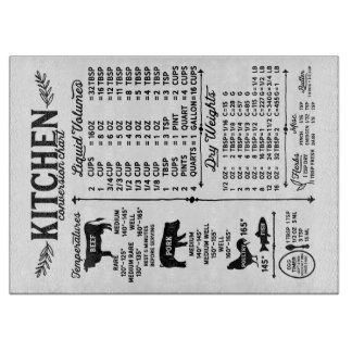 À Découper Planche de coupe en verre avec conversions de cuis