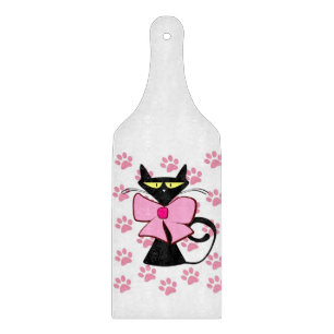À Découper Planche de coupe en verre Chat Bow Rose Bow Meow