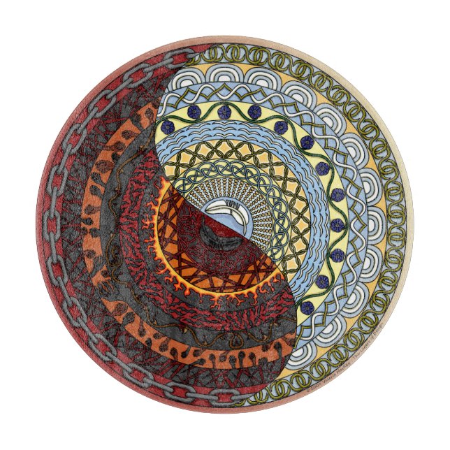 À Découper Planche de coupe en verre du ciel et de l'enfer (Devant)