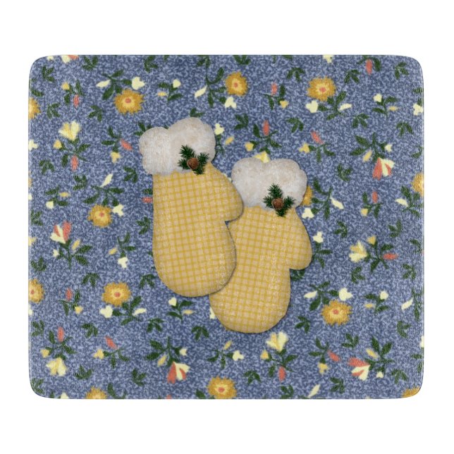 À Découper Planche de coupe en verre Mittens jaune (Devant)