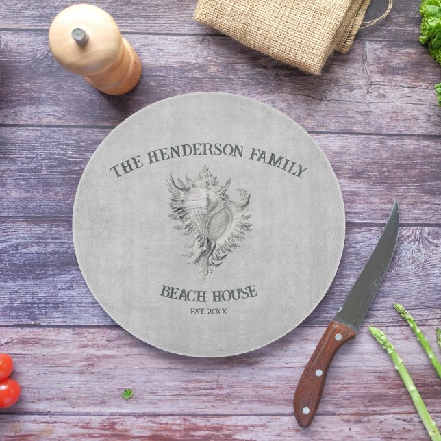 À Découper Planche de découpe de coquille de conc gris (Gray Conch Shell Personalized Cutting Board)