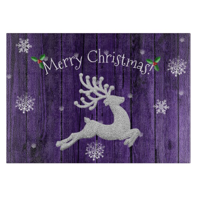 À Découper Planche de découpe de rennes de Noël violet rustiq (Devant)