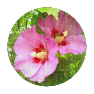 À Découper Planche de verre Hibiscus rose