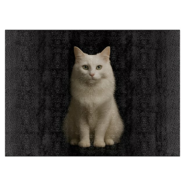 À Découper Planche en verre Black 4 Luxe Chat Angora Turc (Devant)