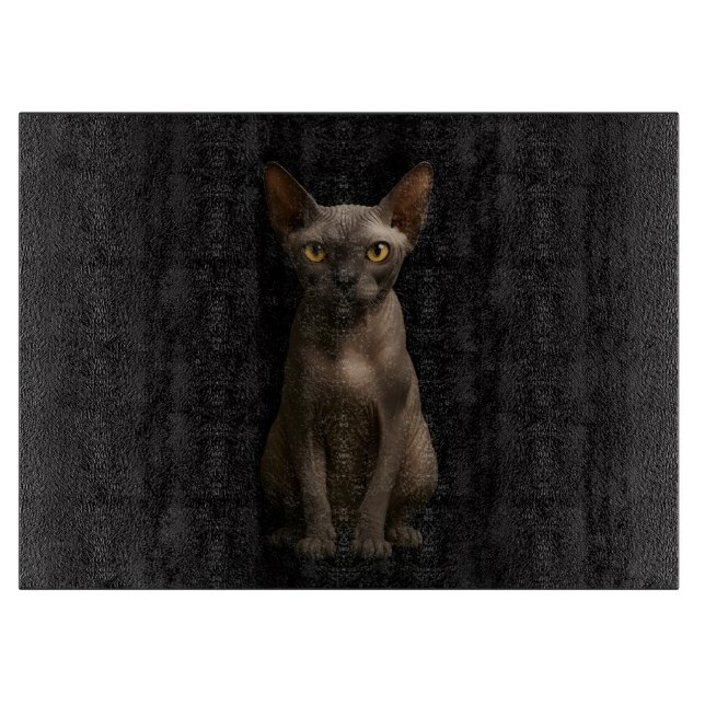 À Découper Planche en verre Black 4 Luxe Chat Sphynx (Devant)